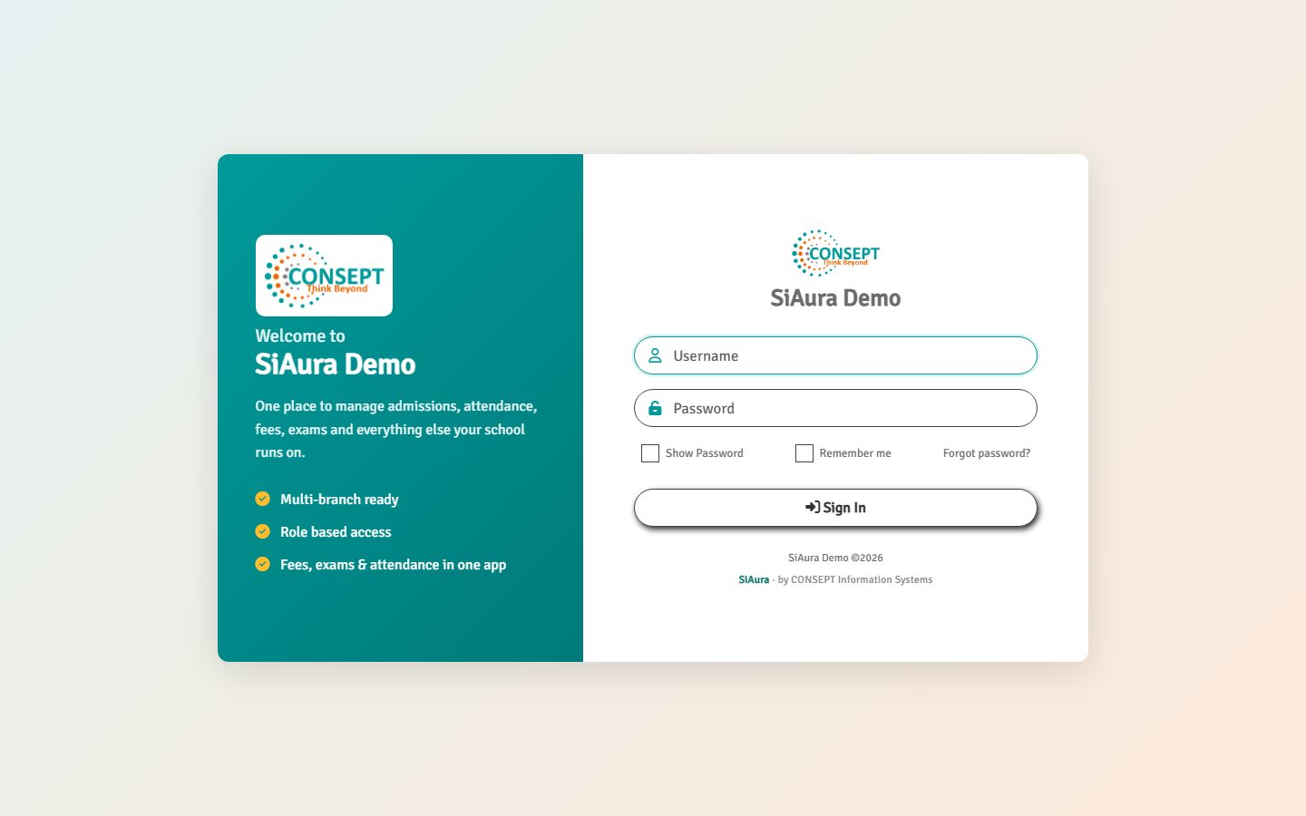 Sign-in page