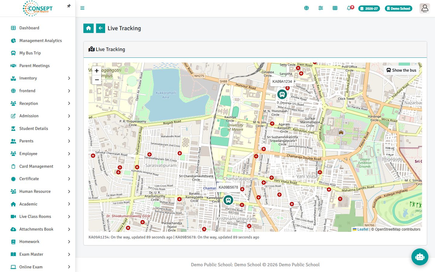 Live bus tracking